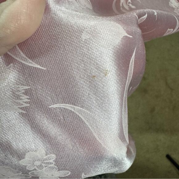 Vintage 70’s Miss Elaine Satin Floral Print Ruffle Trim Puff Sleeve Robe - Picture 8 of 9